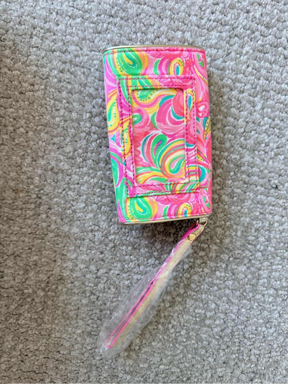 Lilly Pulitzer Pink Green Yellow Swirl Wristlet Clutch - Picture 2 of 4